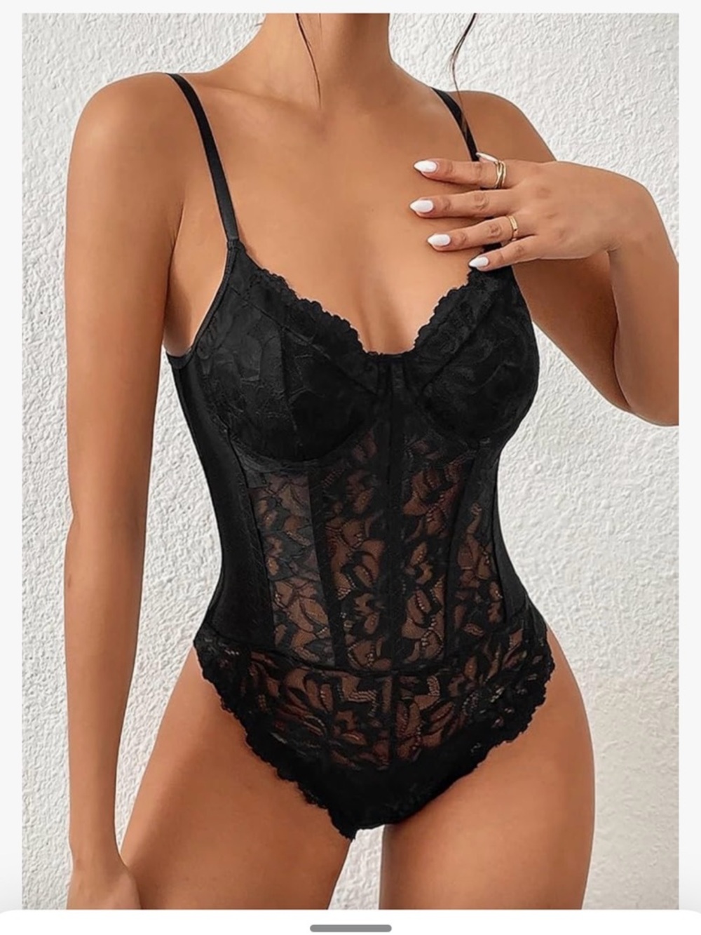 Milumia Women's Sexy Sheer Mesh Lace Bodysuit